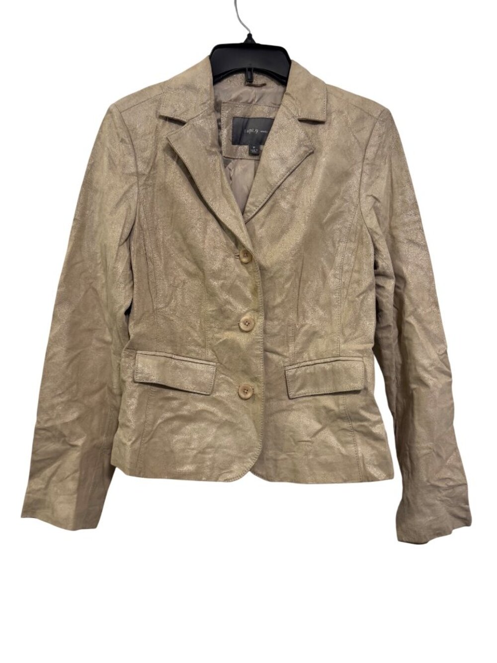 Apt. 9 Womens Medium Beige Genuine Suede Button-Front Blazer